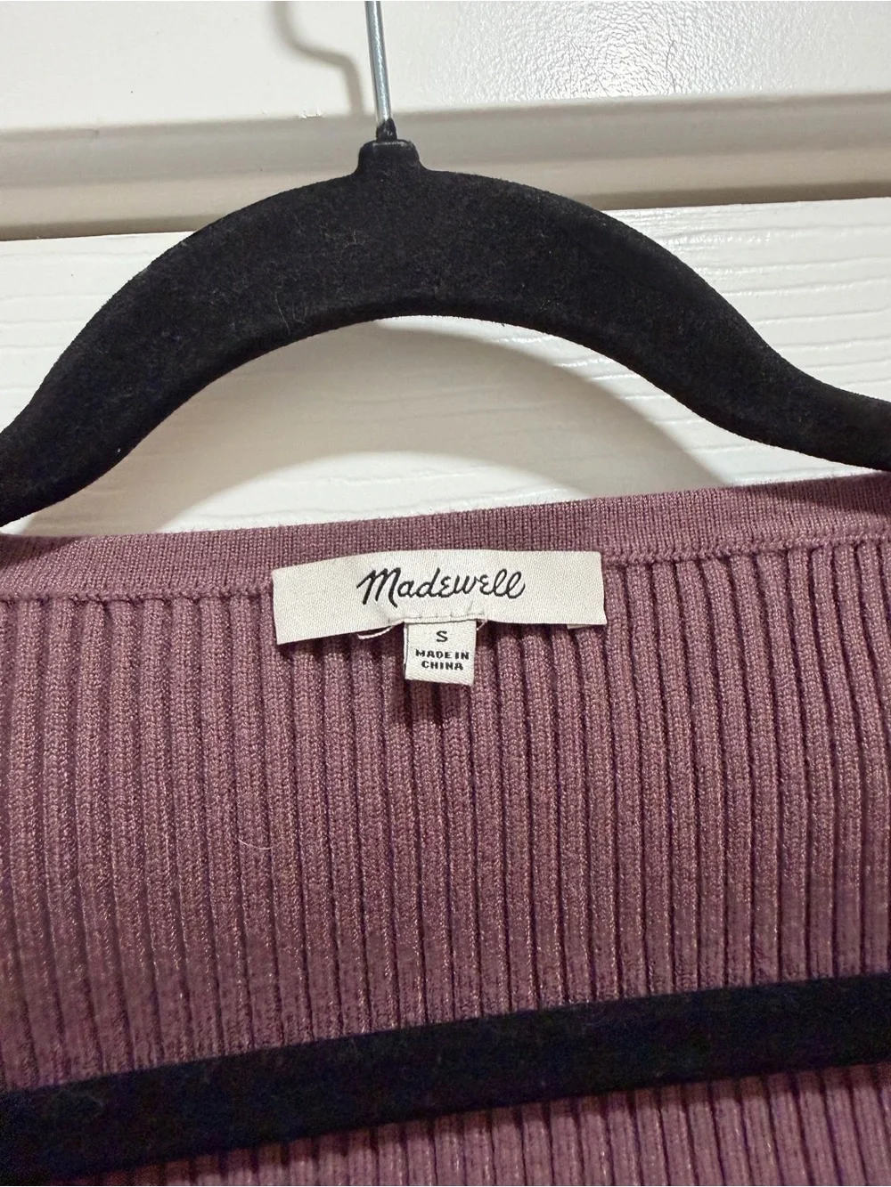 Madewell Square Neck Crop Sweater Tee Fig Size Small